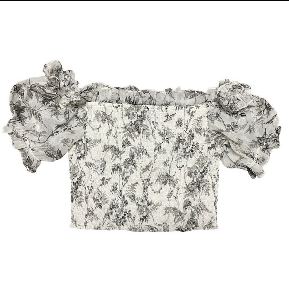 Express floral WHITE-GREY crop top xsmall